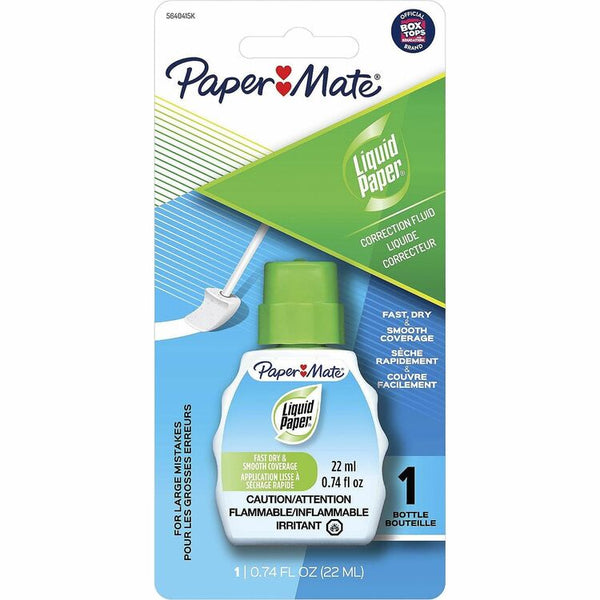 Paper Mate Liquid Paper Fast Dry Correction Fluid, 22 mL, Bright White, Fast-drying, Spill Resistant, 1/Pack (PAP5640415K)