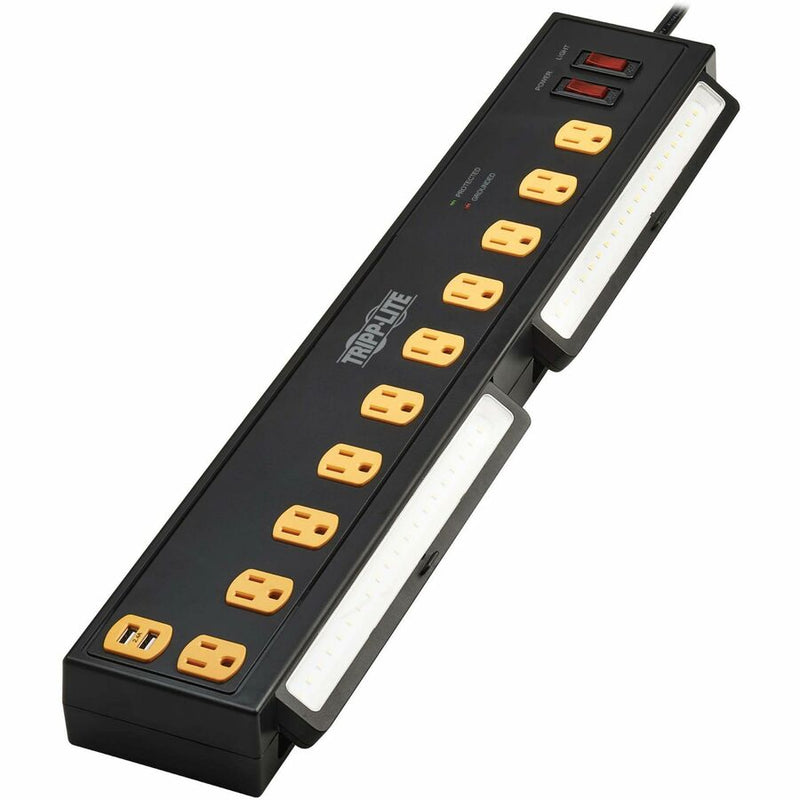 Tripp Lite by Eaton Protect It! TLP1006USB 10-Outlets Surge Suppressor/Protector, 10 x NEMA 5-15R, 1350 J, 120 V AC Input, USB, 6 ft (TRPTLP1006USB) Each