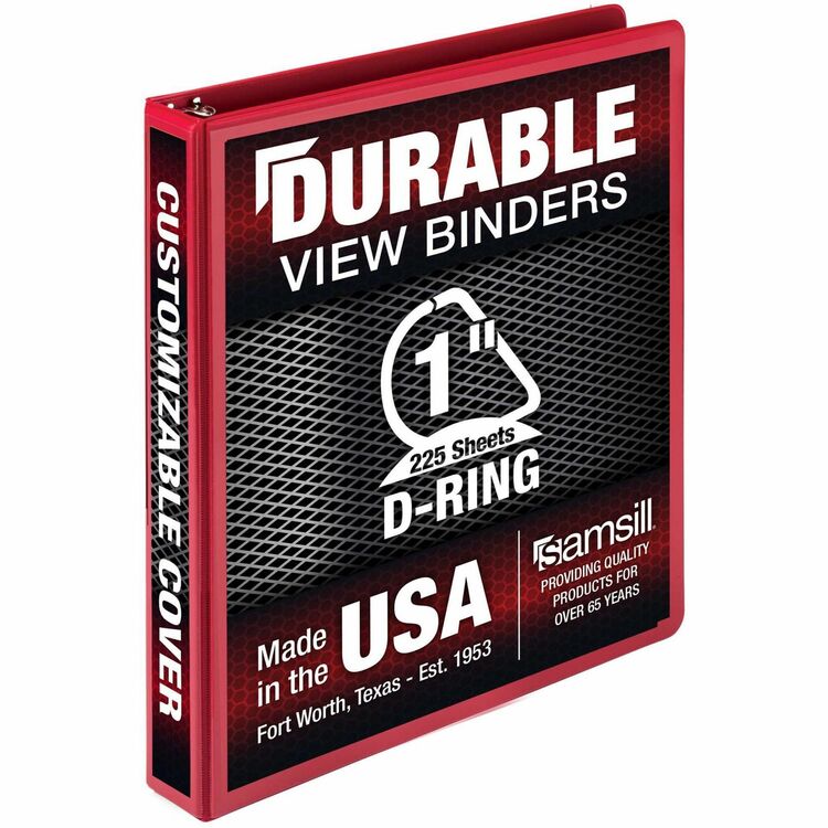 Samsill Durable Three-Ring View Binder, 1" Binder Capacity, 225 Sheet Capacity, Red (SAM16433) Each