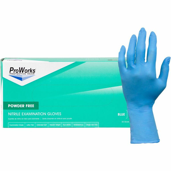 ProWorks Nitrile Exam Gloves, Medium Size, 10/Carton, 8 mil Thickness, 12" Glove Length (HOSN108EPFMED) Case of 1000