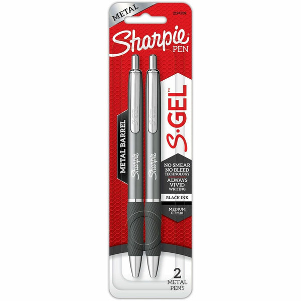 Sharpie S-Gel Pens, 0.7 mm Pen Point Size, Black, Gunmetal Barrel, 2/Pack (SAN2194709) Pack of 2