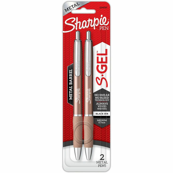 Sharpie S-Gel Pens, 0.7 mm Pen Point Size, Black, Champagne Metal Barrel, 2/Pack (SAN2194707) Pack of 2