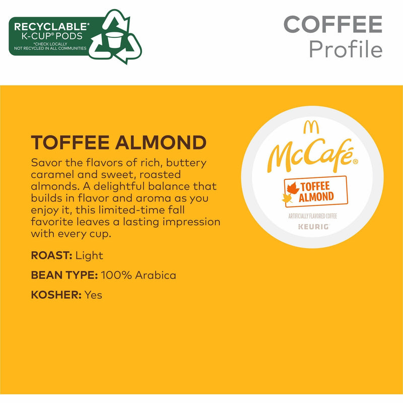 McCaf&eacute;® K-Cup Toffee Almond Coffee, Compatible with Keurig Brewer, Light, 24/Box (GMT9189) Box of 24