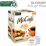 McCaf&eacute;® K-Cup Toffee Almond Coffee, Compatible with Keurig Brewer, Light, 24/Box (GMT9189) Box of 24