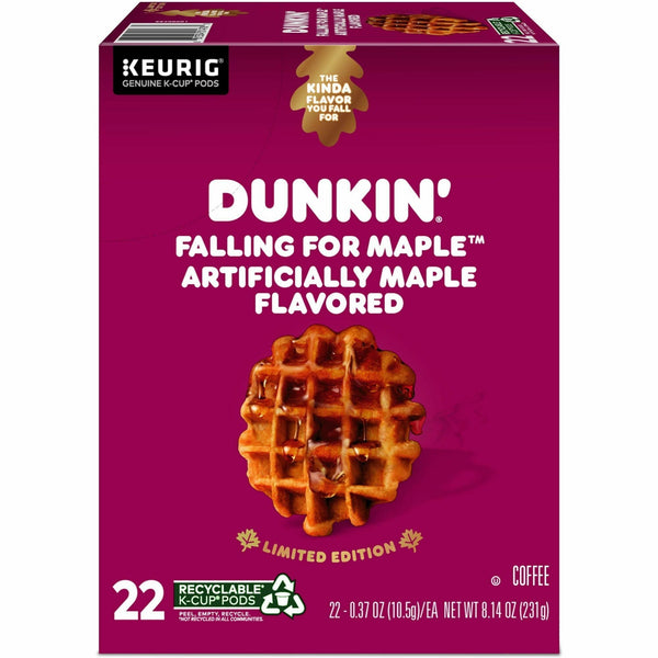 Dunkin' Donuts® K-Cup Falling for Maple Artificially Maple Flavored Coffee, Compatible with Keurig Brewer, Medium, 22/Box (GMT1478) Box of 22