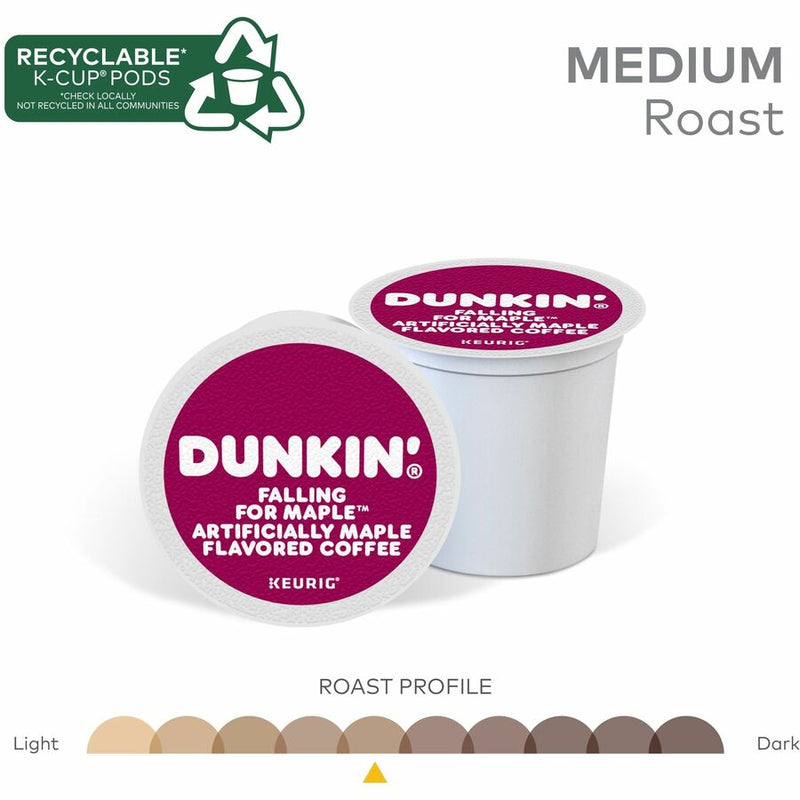 Dunkin' Donuts® K-Cup Falling for Maple Artificially Maple Flavored Coffee, Compatible with Keurig Brewer, Medium, 22/Box (GMT1478) Box of 22