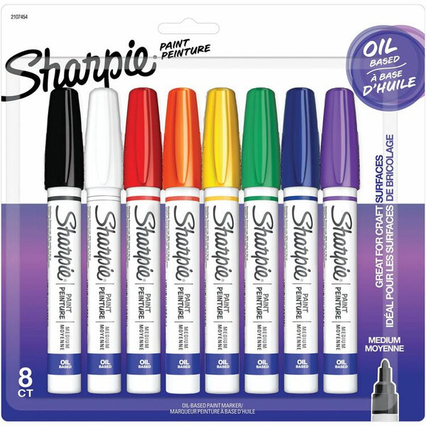 Sharpie Oil-Based Paint Markers, Medium Marker Point, Assorted Oil Based Ink, Metal Barrel, 8/Pack (SAN2107454)