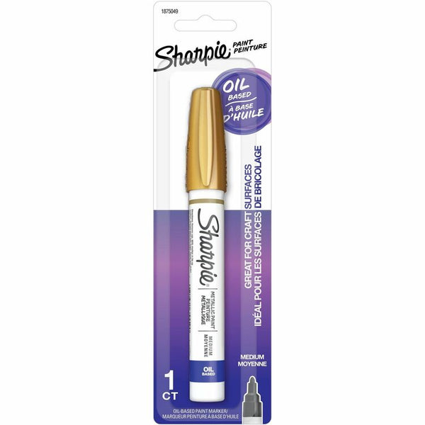 Sharpie Oil-Based Paint Markers, Medium Marker Point, Gold Oil Based Ink, 1 Pack (SAN2157683)