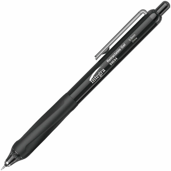 Integra Silent Retractable Gel Pens, 0.5 mm Pen Point Size, Retractable, Black, 12/Box (ITA99694) Box of 12