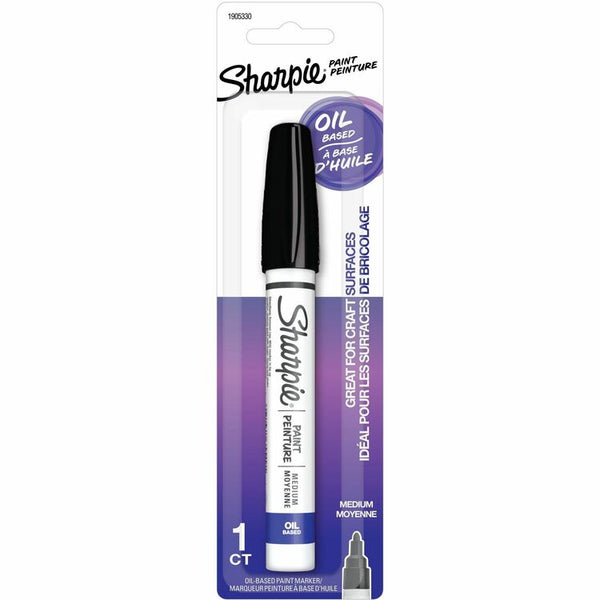 Sharpie Oil-Based Paint Markers, Medium Marker Point, Black Oil Based Ink, Metal Barrel, 1 Pack (SAN1905330)