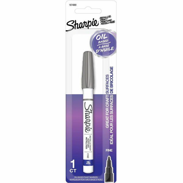 Sharpie Oil-Based Paint Markers, Fine Marker Point, Silver Oil Based Ink, Metal Barrel, 1 Pack (SAN1874889)