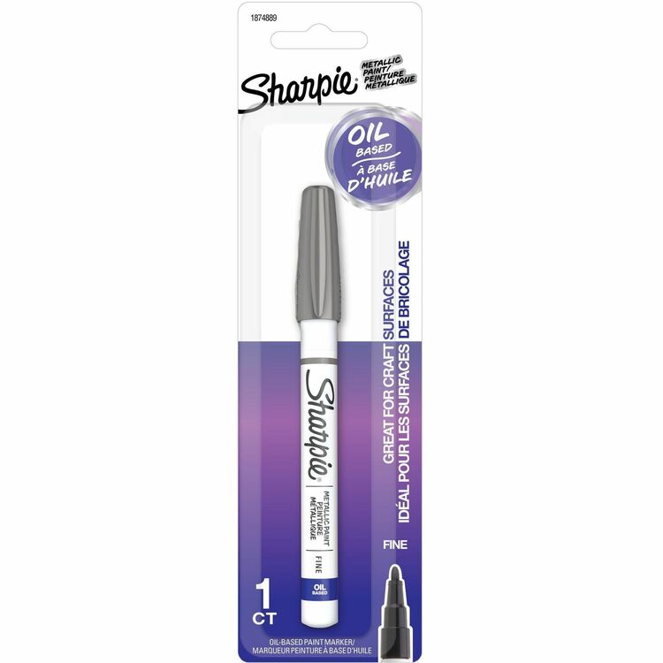 Sharpie Oil-Based Paint Markers, Fine Marker Point, Silver Oil Based Ink, Metal Barrel, 1 Pack (SAN1874889) 1 Pack