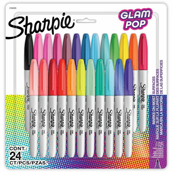 Sanford Fine Tip Permanent Marker, Fine Bullet Tip, Assorted 80s Glam Colors, 24/Pack (SAN2185229) Pack of 24