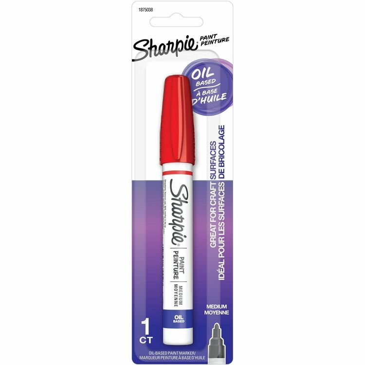 Sharpie Oil-Based Paint Markers, Medium Marker Point, Red Oil Based Ink, 1 Pack (SAN2157684)