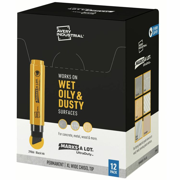 Avery&reg; UltraDuty Markers, XL Wide Tip, 12 Black Markers (29866) (AVE29866) 1 Pack