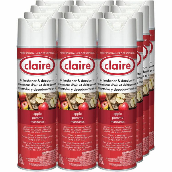 Claire Air Freshener/Deodorizer, Spray, 20 fl oz (0.6 quart), Apple, 12/Carton (CGCCL161CT) Case of 12