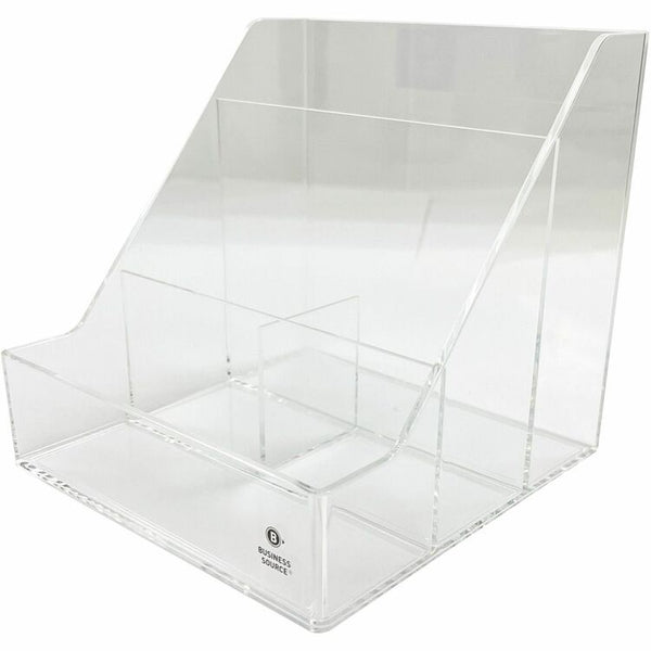 Business Source 4-Compartment Desktop Organizer, 4 Compartment(s), 5.5" Height x 5.6" Width x 5.6" Depth, Clear, Acrylic (BSN11883) Each