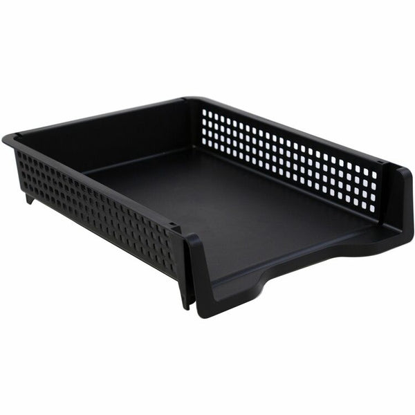Business Source Stackable Letter Tray, Stackable, Front Loading, Black, Plastic (BSN42571) Each