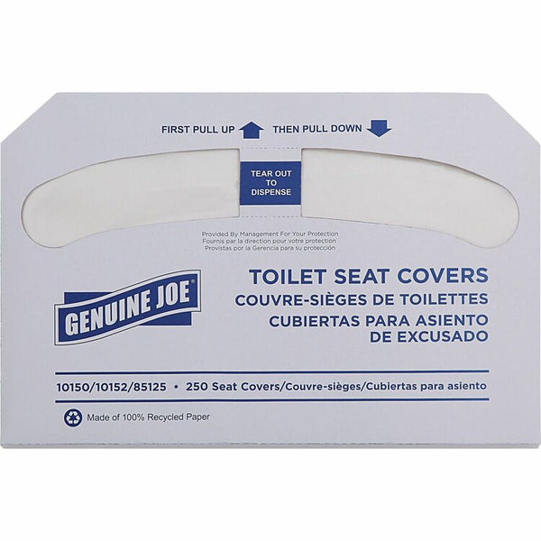 Genuine Joe Toilet Seat Covers, Half-fold, For Public Toilet, 250/Pack, 4/Carton, White (GJO10152) Case of 4