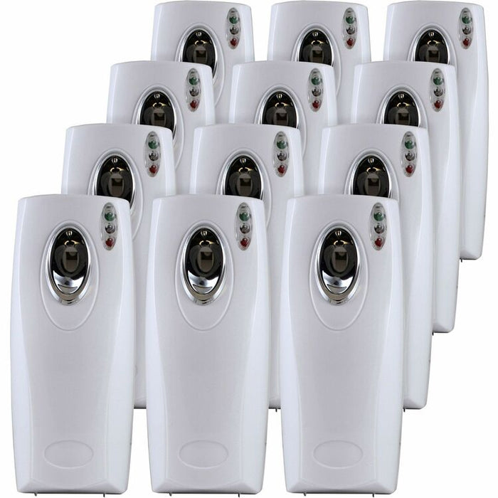 Claire Metered Air Freshener Dispenser - 0.13 Hour, 0.25 Hour, 0.50 Hour - Wall - 2 x C Battery - 12 / Carton - White
