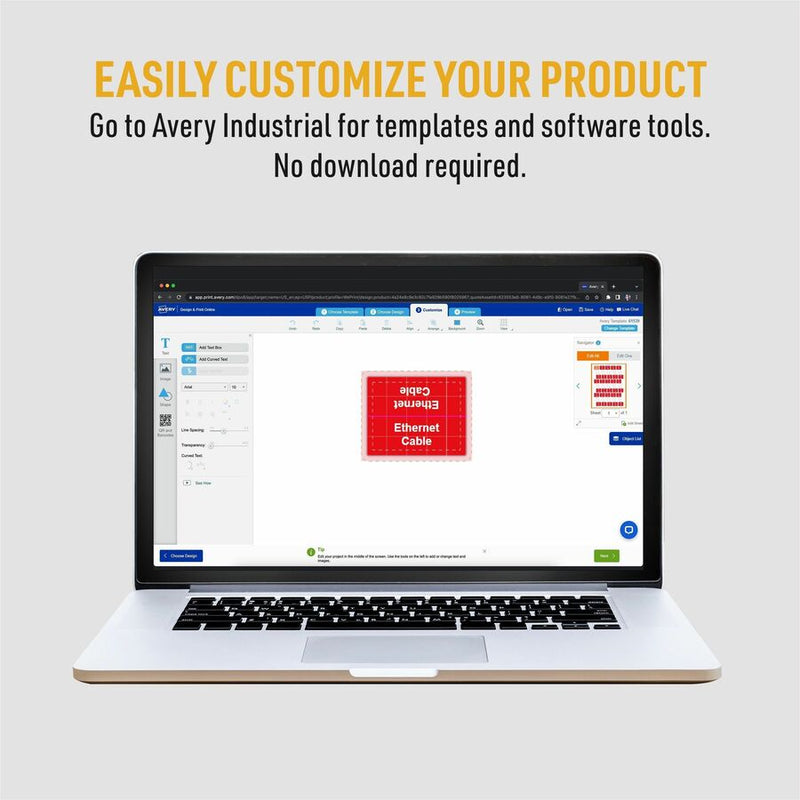 Avery® Cable Self-Adhesive Waterproof Labels, T-Style, 1.25" x 2" , 300 Total (61539) (AVE61539) 1 Pack