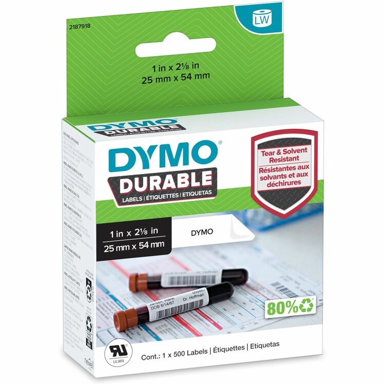 Dymo LW Durable Labels, Medical Prescription Label, 1" x 2.13", White, 500 Labels/Roll (DYM2187918)