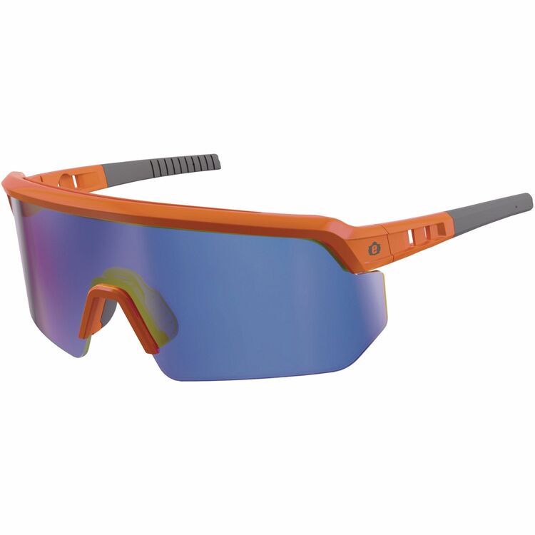 Ergodyne AEGIR Safety Glasses, Matte Black Frame/Blue Mirror Lens (EGO55021) Each