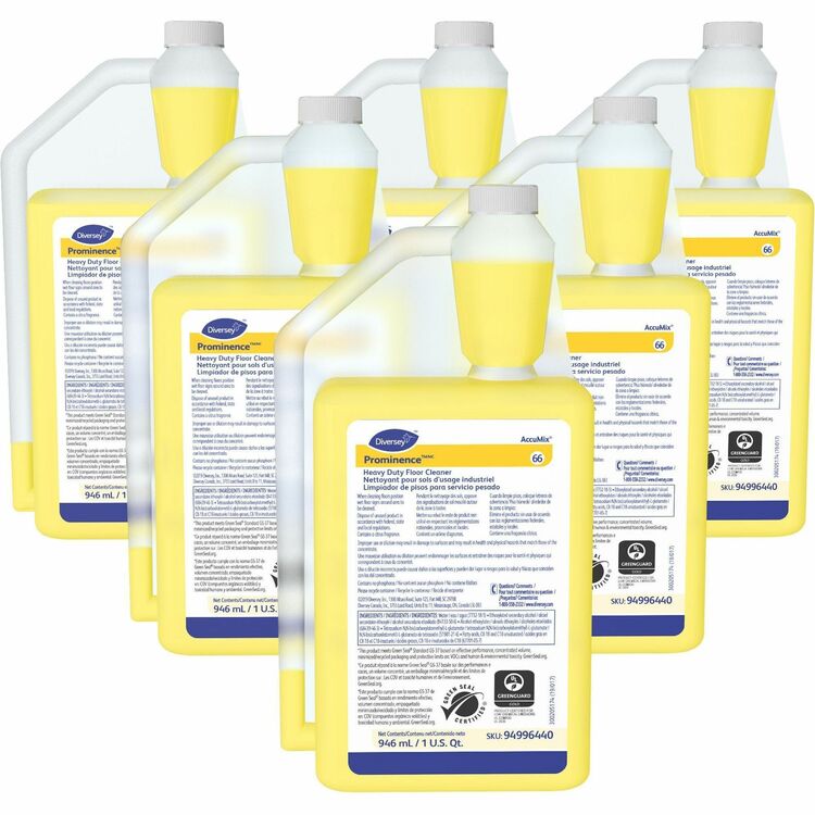 Diversey Prominence Heavy Duty Floor Cleaner, Concentrate, 32 fl oz (1 quart), Citrus Scent, 6/Carton (DVO94996440CT) Case of 6