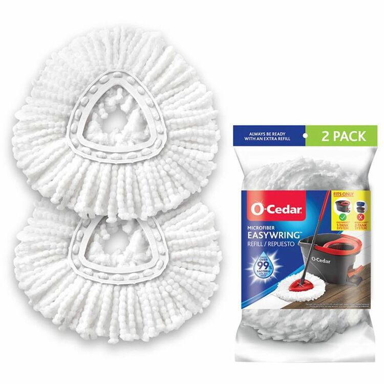 O-Cedar EasyWring Spin Mop Refill, MicroFiber, White, 2/Pack (FHP172385) Pack of 2