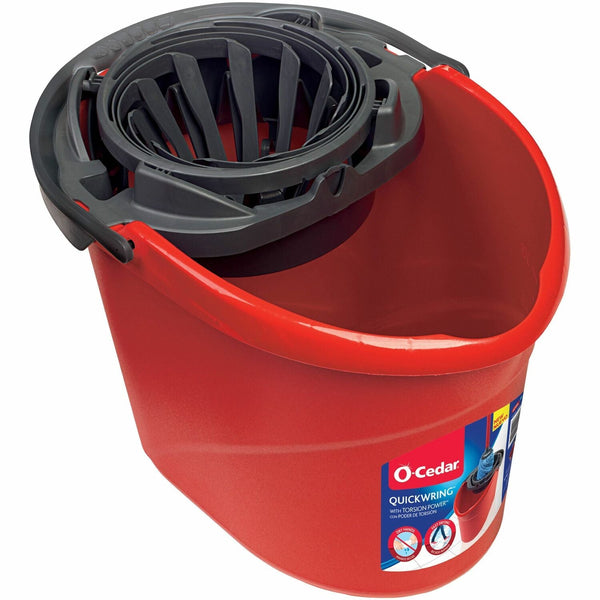 O-Cedar QuickWring Bucket, 10 quart, Handle, Wringer, Red, Gray (FHP164196) Each