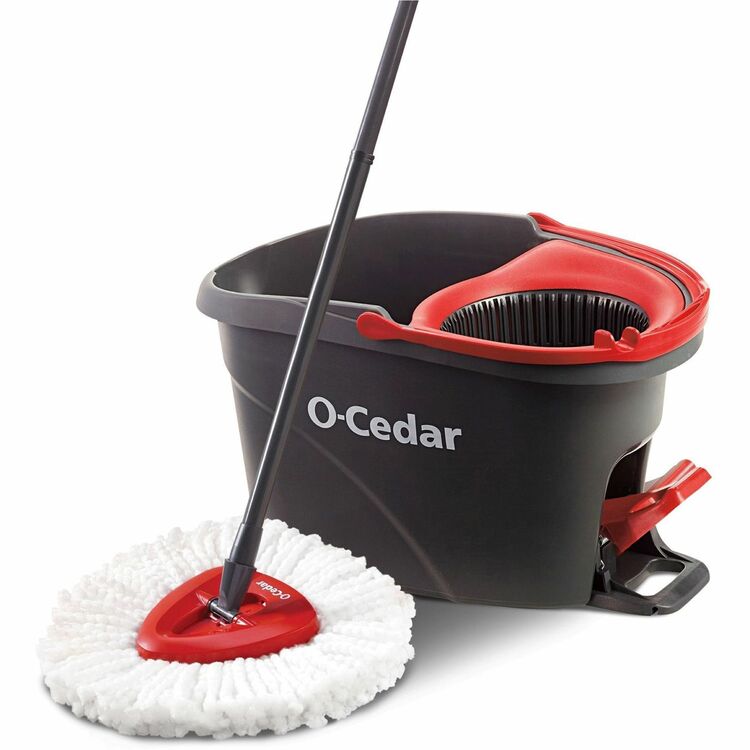O-Cedar EasyWring Spin Mop & Bucket System, Red, Gray (FHP148473) Each