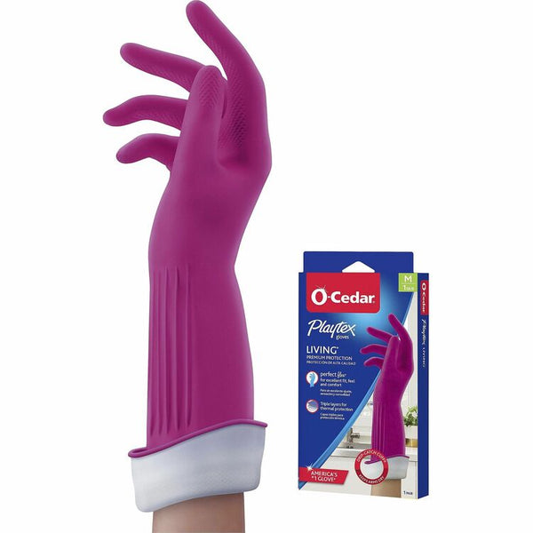 O-Cedar Playtex Living Gloves, Medium Size, Pink, 2/Pair, 14" Glove Length (FHP166119) 1 Pair