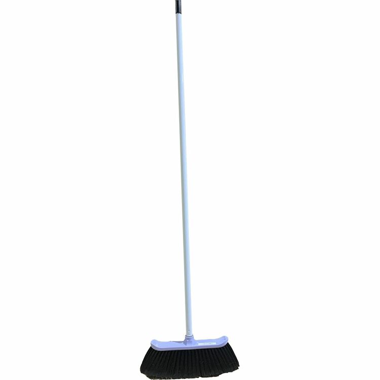 Vileda Professional Industrial Curved Block Broom, 48" Handle Length, Black (VLD134732) Each