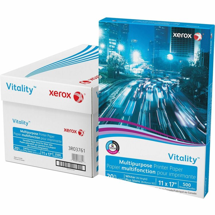 Xerox Vitality Multipurpose Printer Paper, 92 Brightness, 11" x 17", 5/Carton, 500 Sheets per Ream (XER3R03761CT)