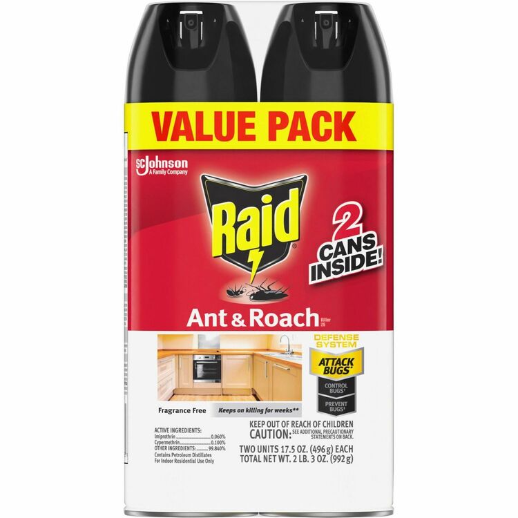 Raid Ant & Roach Killer Spray, 2/Pack (SJN370913) Pack of 2