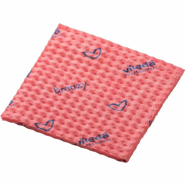 Vileda Professional Breazy Microfiber Cloths, Cloth, 13.78" Width x 13.78" Length, 25/Pack, Red (VLD161611) Pack of 25