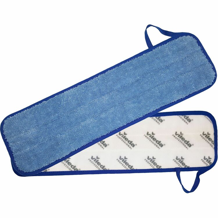 Vileda Professional Hook-and-Loop Wet Mop Pad, 6" Width x 21" Length, Polyester, Blue, 12/Case (VLD166234) Each