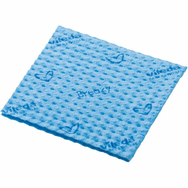 Vileda Professional Breazy Microfiber Cloths, Cloth, 13.78" Width x 13.78" Length, 25/Pack, Blue (VLD161610) Pack of 25