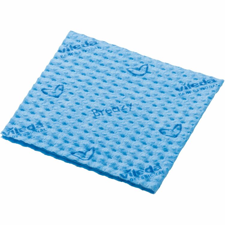 Vileda Professional Breazy Microfiber Cloths, Cloth, 13.78" Width x 13.78" Length, 25/Pack, Blue (VLD161610) Pack of 25