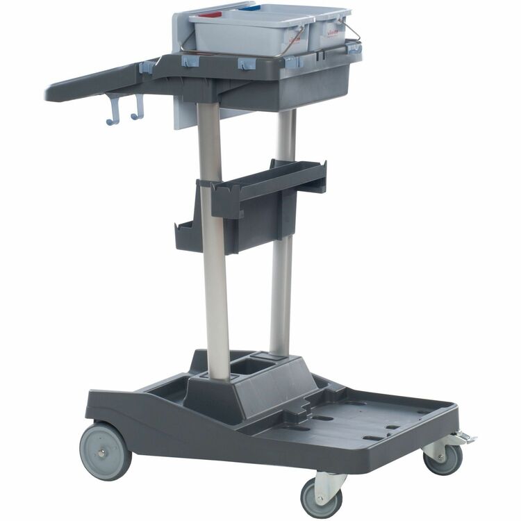 Vileda Professional VoleoPro Cart, 4 Casters, Plastic, Aluminum, Anodized Aluminum, Steel, x 4.8" Width x 8" Depth x 17.8" Height, Gray (VLD143724) Each
