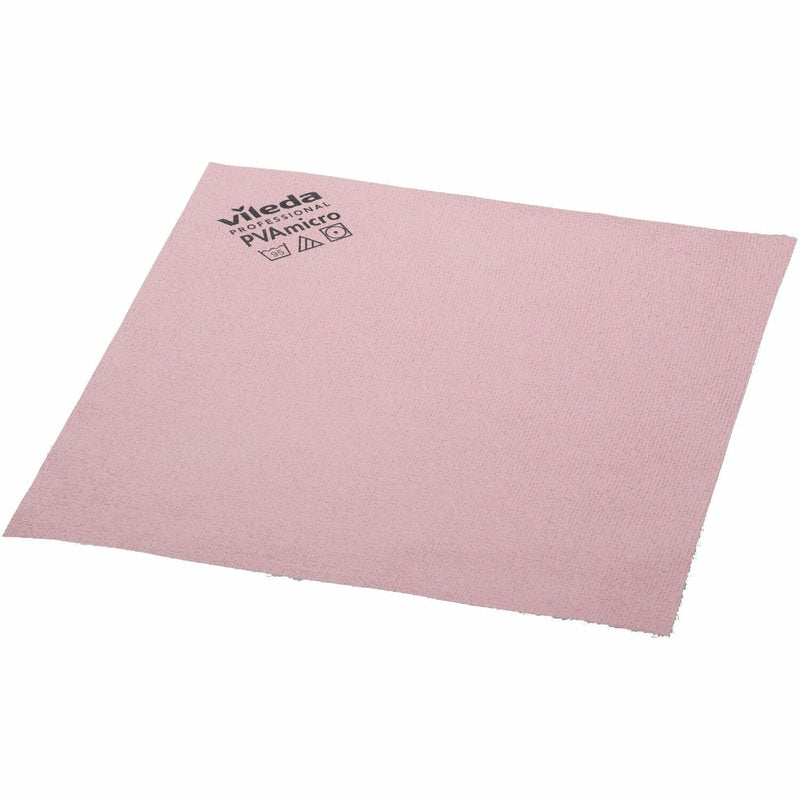 Vileda Professional PVAmicro Cleaning Cloths, Cloth, 14" Width x 15" Length, 5/Pack, Red (VLD143591) Pack of 5