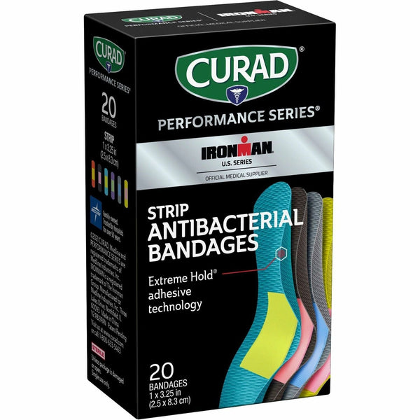 Curad Strip Antibacterial Ironman Bandages, 1" x 3.25", 1Box, Assorted, Fabric (MIICURIM5020V1) 1 Box