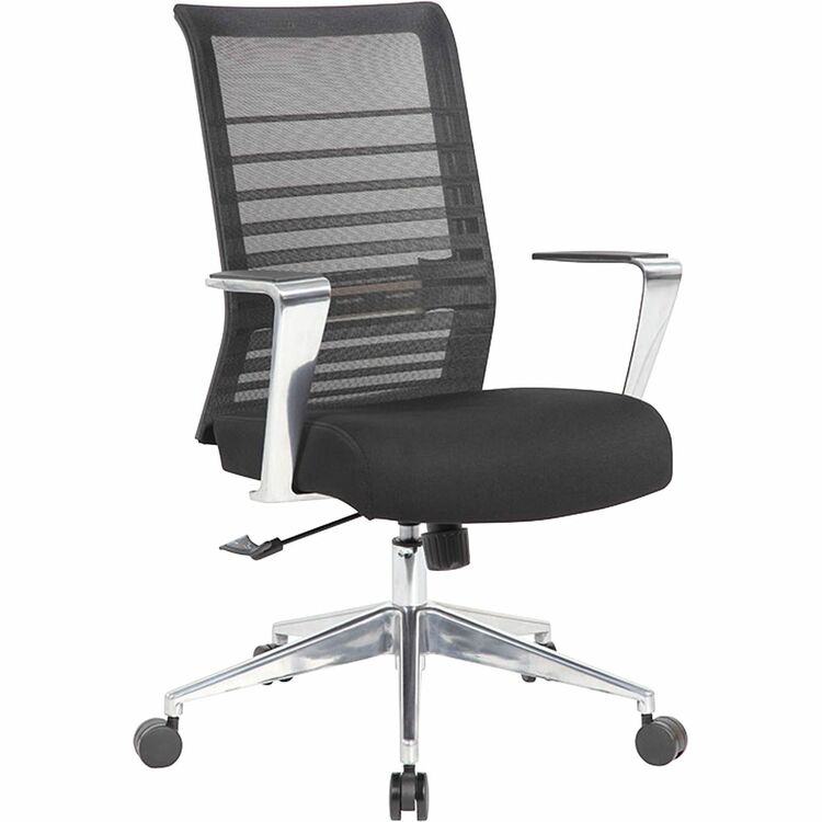 Lorell Horizontal Mesh Back Conference Chair, Black Fabric, Molded Foam Seat, Mesh Back, High Back (LLR00580)