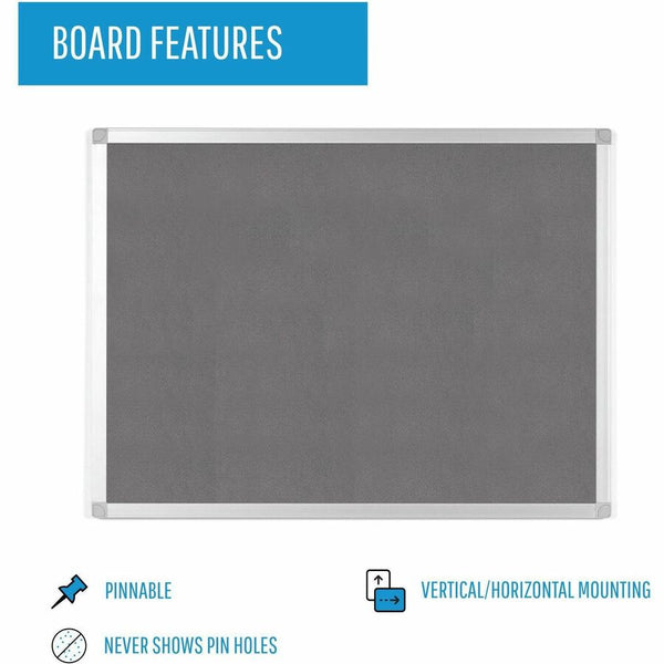 MasterVision Ayda Fabric Bulletin Board, Aluminum Frame, 18" Height x 24" Width (BVCFA02429214) Each