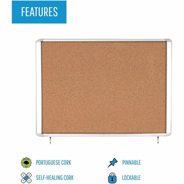 MasterVision Water-Resistant Enclosed Corkboard, 47" Board Height x 38.30" Board Width x 0.70" Board Depth (BVCVT380601760) Each