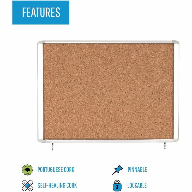 MasterVision Water-Resistant Enclosed Corkboard, 47" Board Height x 38.30" Board Width x 0.70" Board Depth (BVCVT380601760) Each