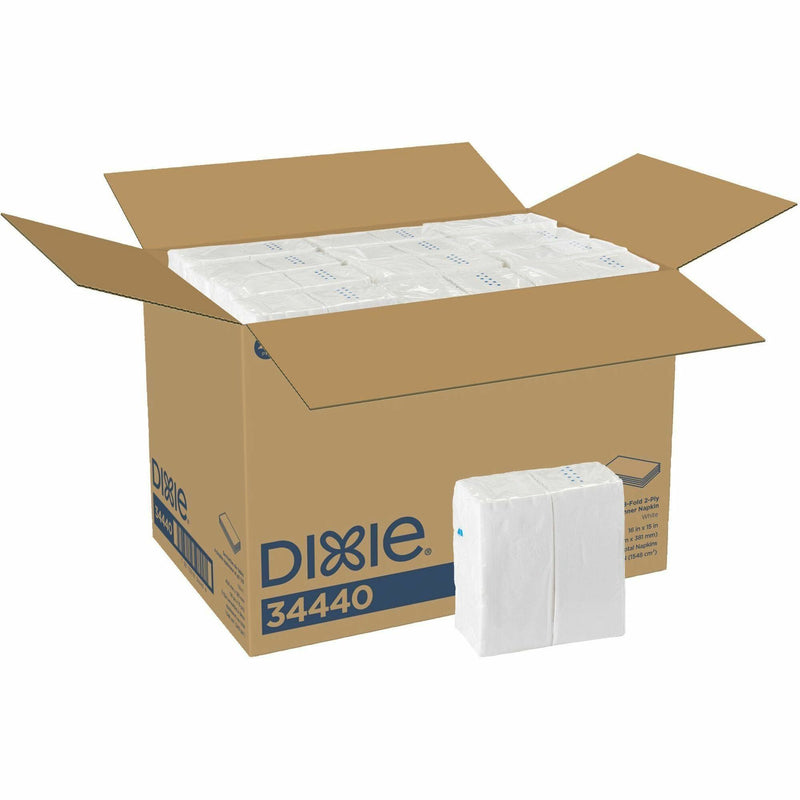 Dixie 2-Ply Dinner Napkins, 2 Ply, 1/8 Fold, 15" Width x 16" Length, White, 126/Pack, 24/Carton (GPC34440CT) Case of 24