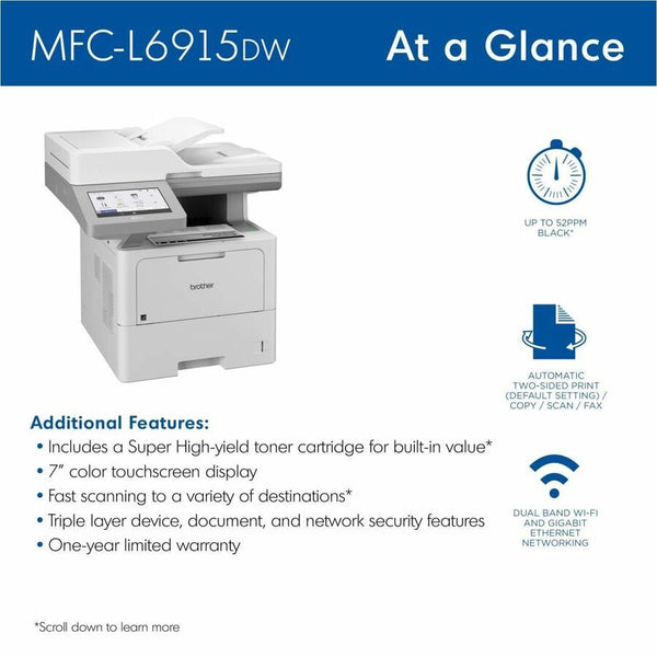 Brother MFC-L6915DW Wireless Laser Multifunction Printer (BRTMFCL6915DW) Each