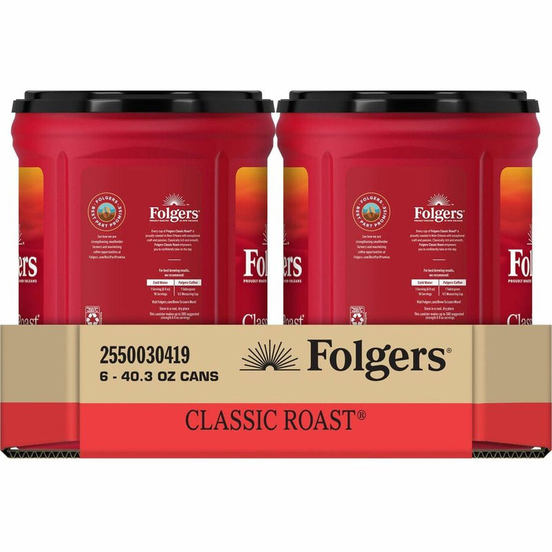 Folgers® Ground Canister Classic Roast Coffee, Medium, 6/Carton, 210/Pallet (FOL30419PL) 1 Pallet