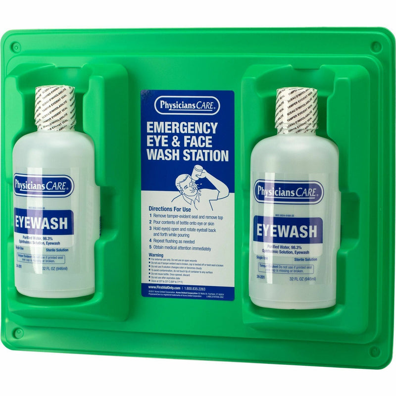 First Aid Only Twin-Bottle Eyewash Station, 1 quart, Clear (FAO24300) Each